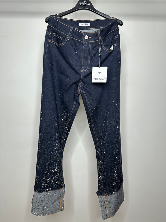 Jeans Baggy con Brillantini, Intenso - Jeans