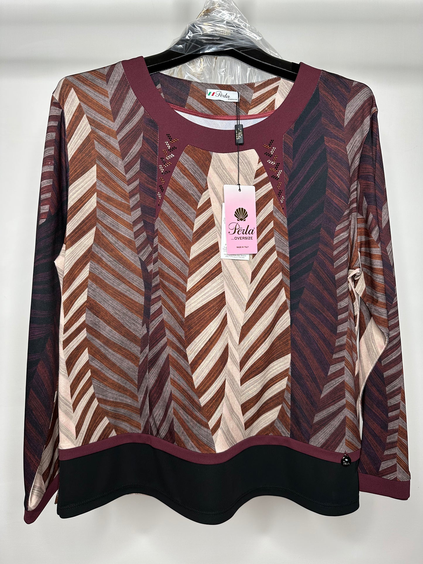 Maglia Calibrata Fantasia, Perla - Bordeaux