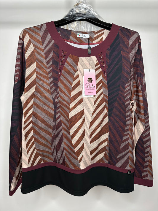 Maglia Calibrata Fantasia, Perla - Bordeaux