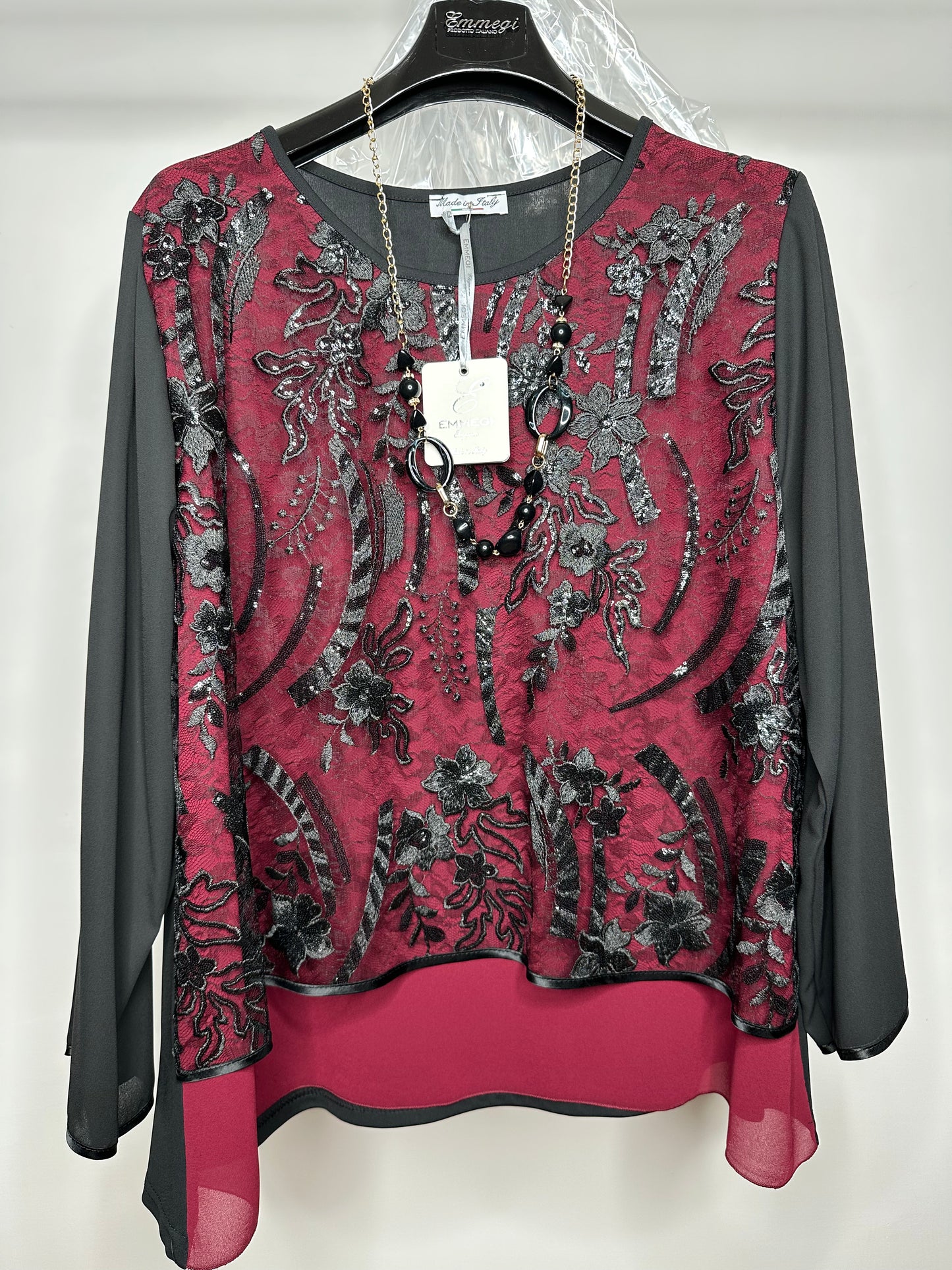 Casacca Calibrata con Collana, Emmegi - Bordeaux
