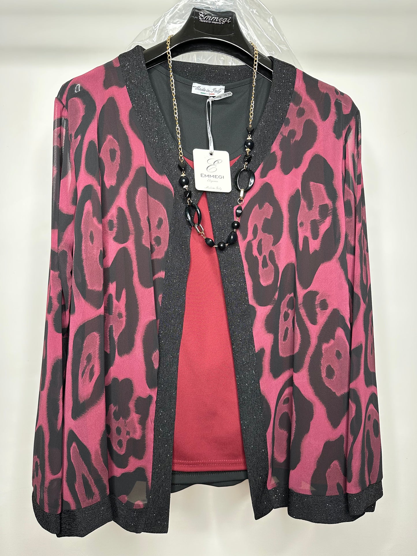 Twinset Calibrato con Collana, Emmegi - Bordeaux