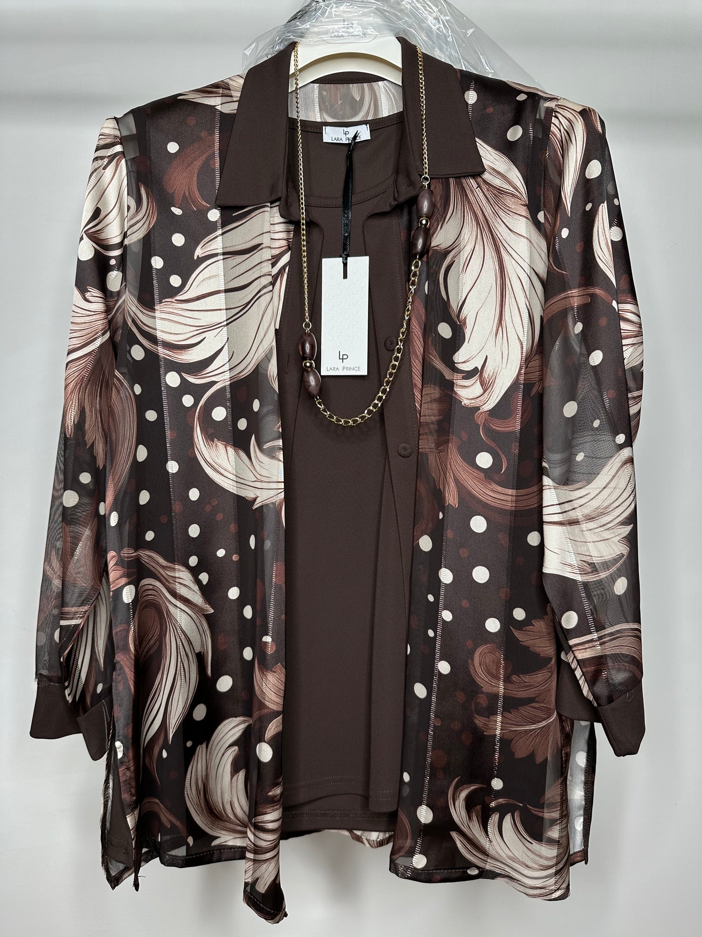 Twinset con Collana, Lara Prince - Marrone