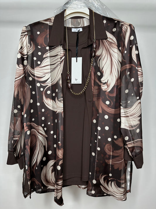 Twinset con Collana, Lara Prince - Marrone