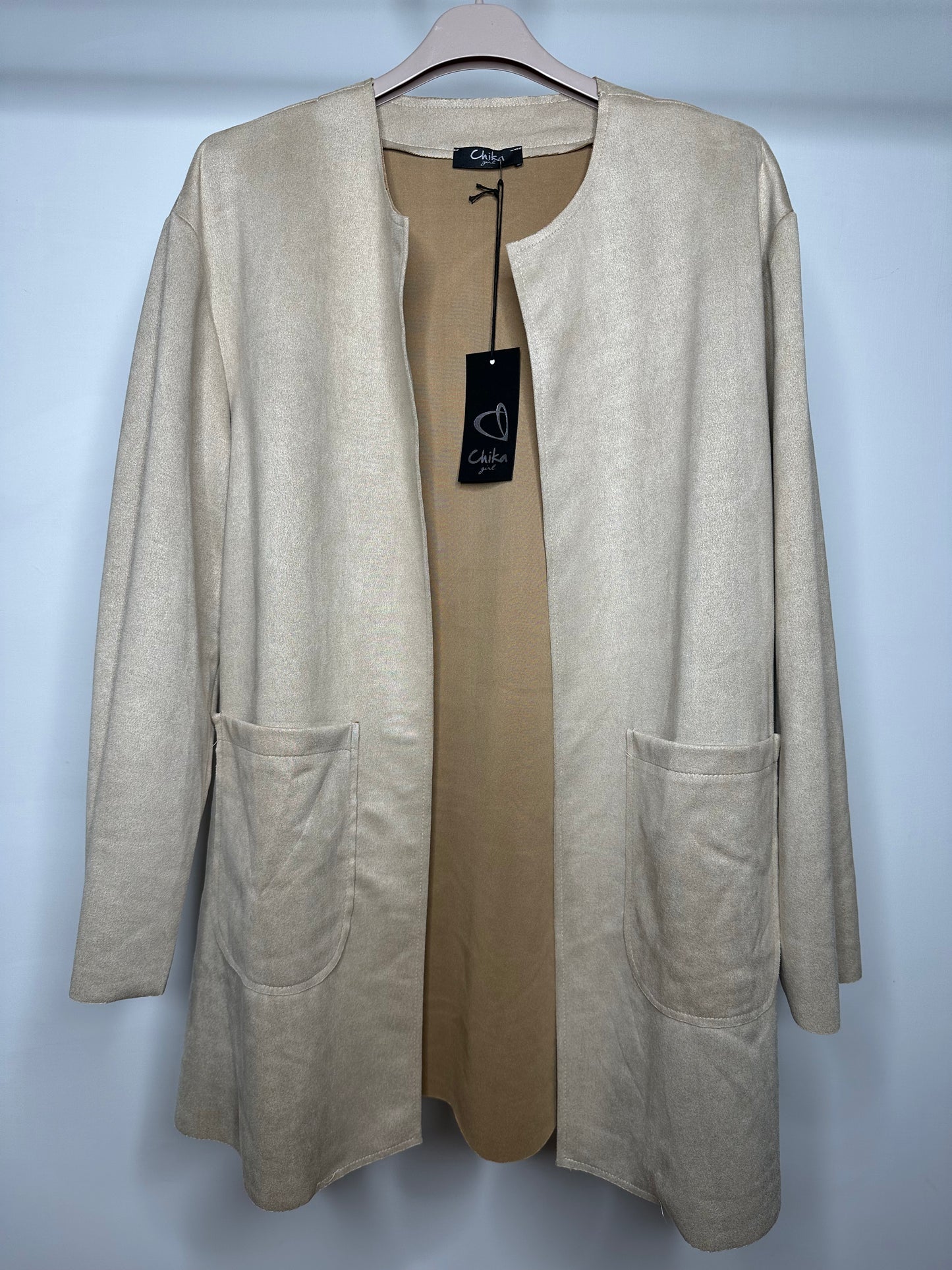 Giacca Aperta in Dainetto, Chika - Marrone/Nero/Beige