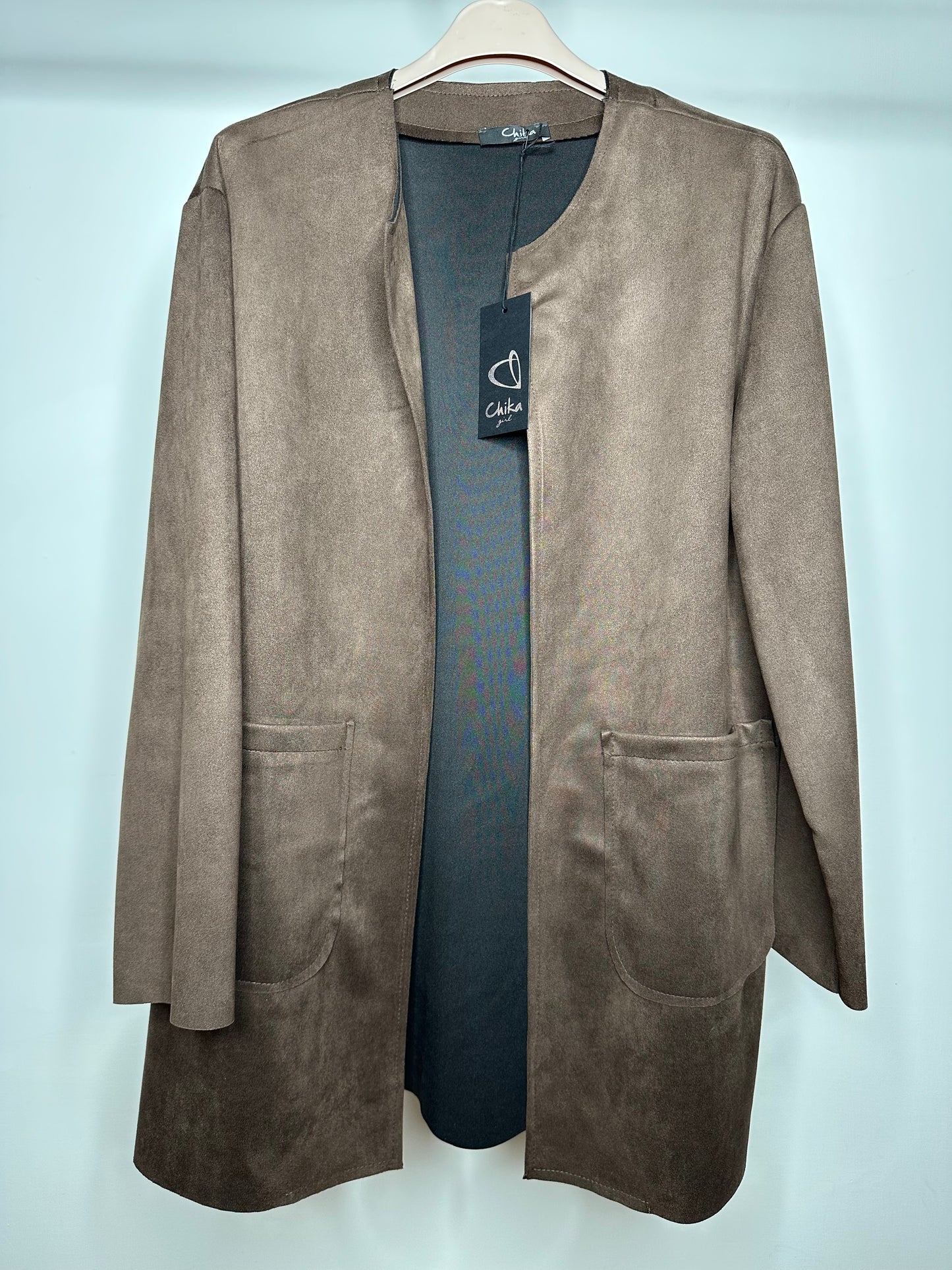 Giacca Aperta in Dainetto, Chika - Marrone/Nero/Beige