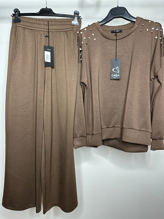 Completo con Pantaloni, Chika - Sabbia/Nero/Bordeaux