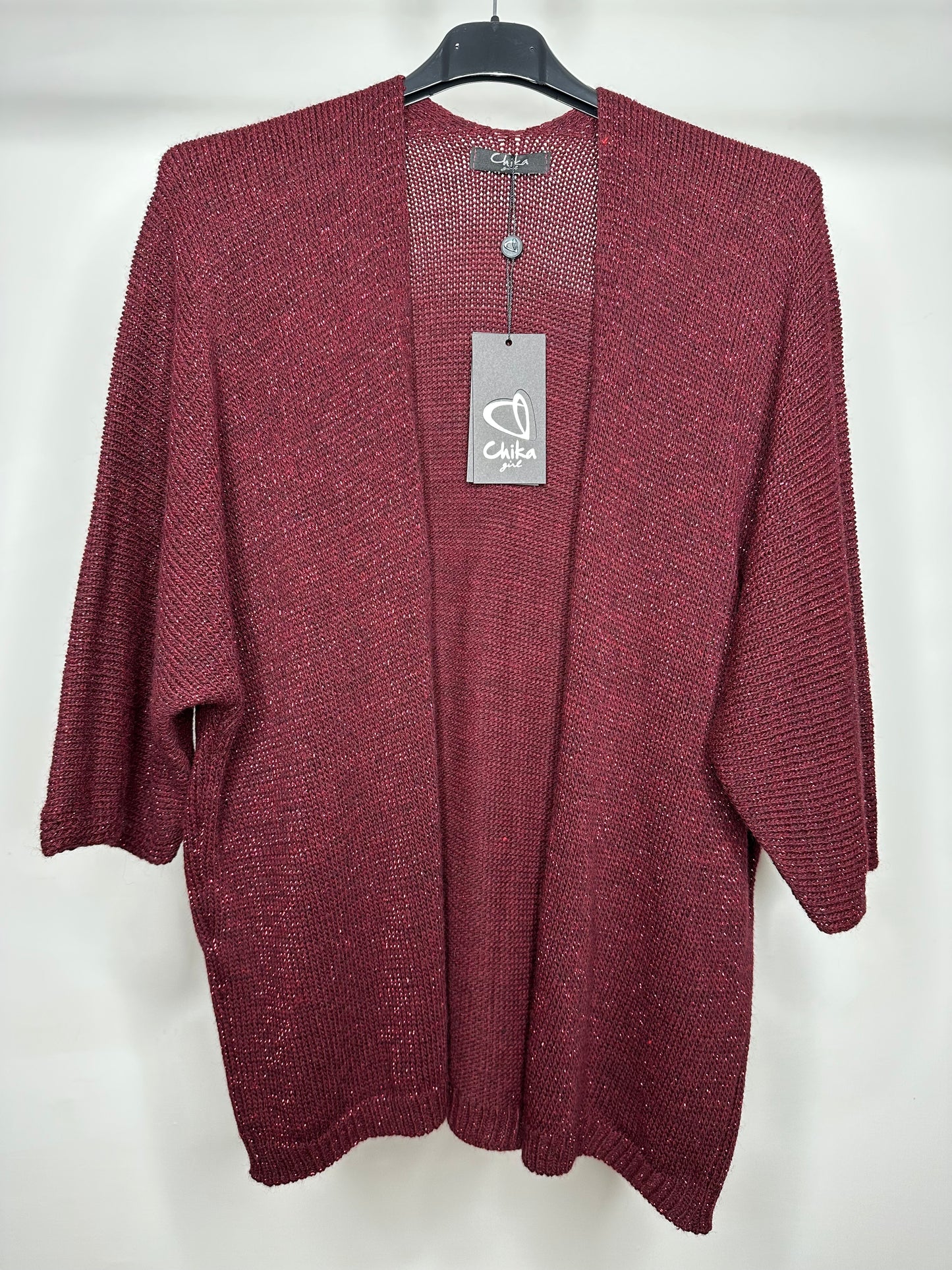 Maglia Aperta di Lurex, Chika - Bordeaux/Nero/Marrone/Beige