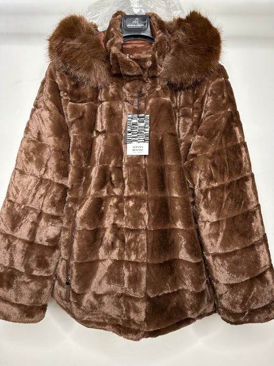 Pelliccia Calibrata Double Face, Alessia Bellini - Cappuccino/Testa di Moro