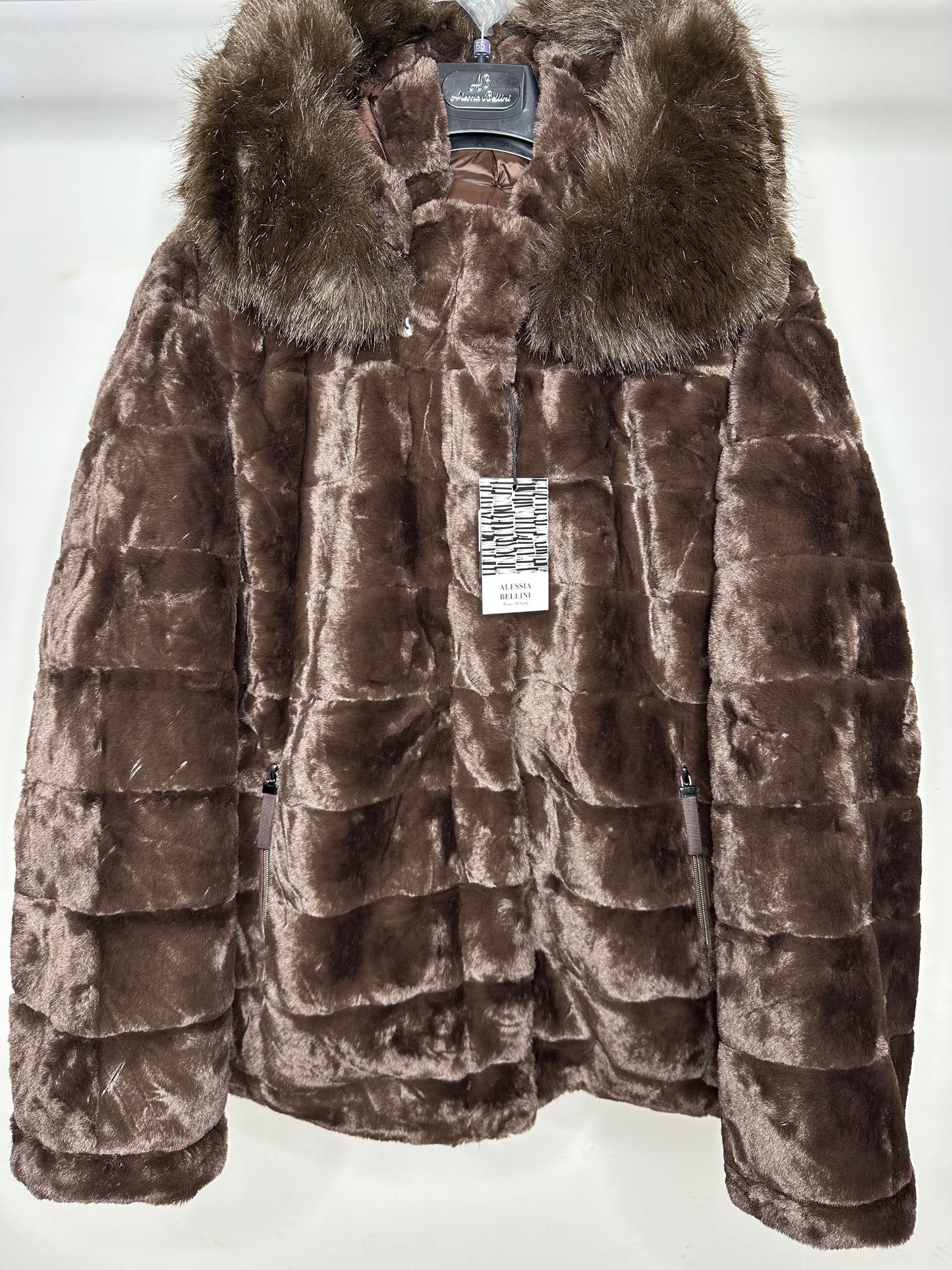 Pelliccia Calibrata Double Face, Alessia Bellini - Cappuccino/Testa di Moro