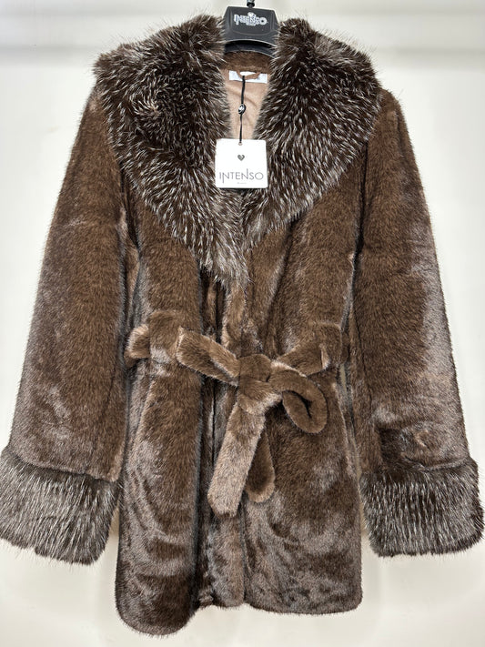 Pelliccia con Cintura, Intenso - Testa di Moro