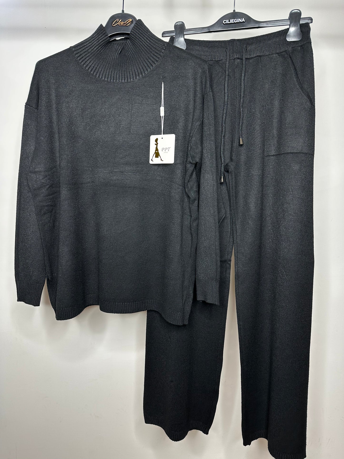 Coordinato di Lana - Bordeaux/Nero/Panna