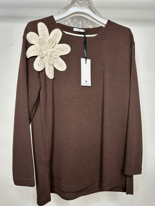 Maglia a Fiore, Lara Prince - Fango/Nero