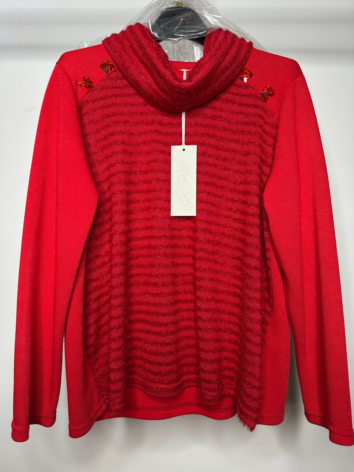 Maglia con Scaldacollo Removibile, Clara Baroni - Nero/Rosso