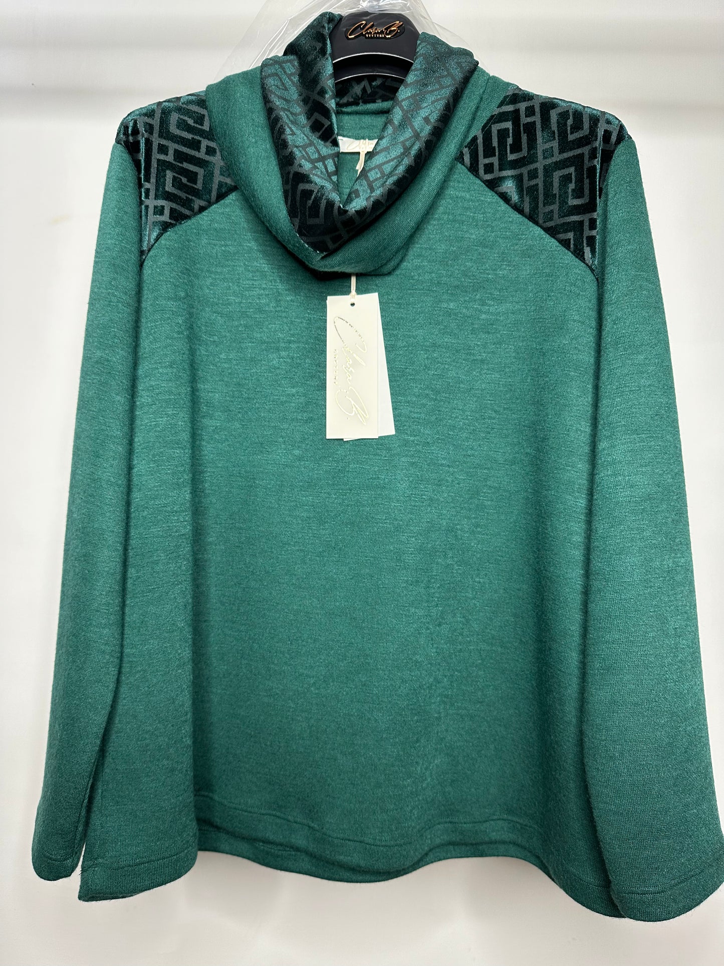 Maglia con Scaldacollo Removibile, Clara Baroni - Nero/Verde