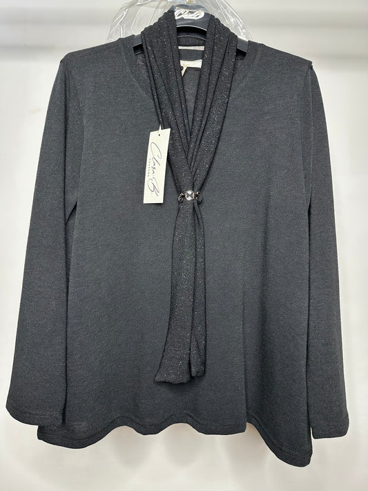 Maglia Calibrata con Foulard, Clara Baroni - Nero