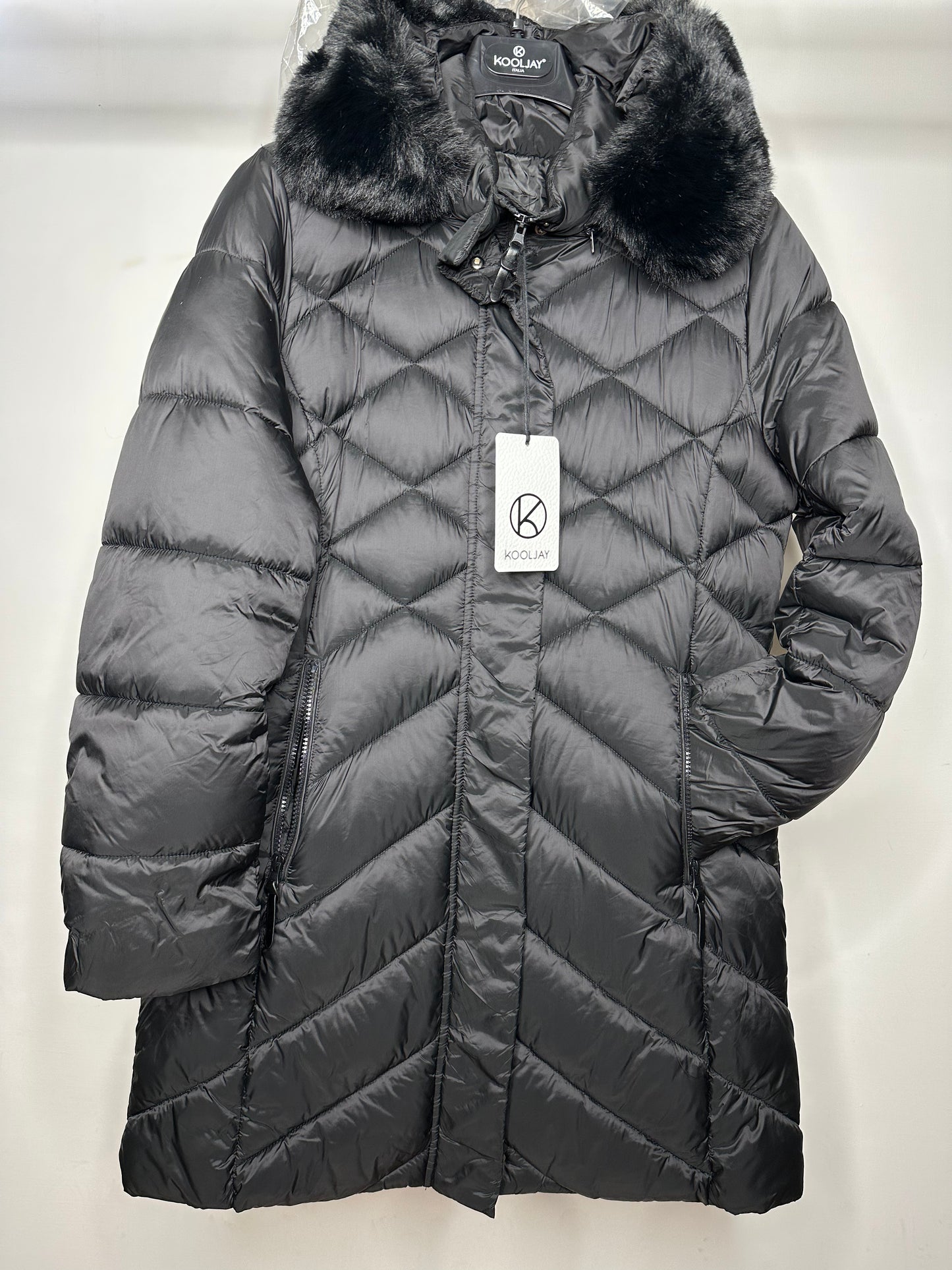 Giubbotto Lungo con Cappuccio, Kooljay - Nero