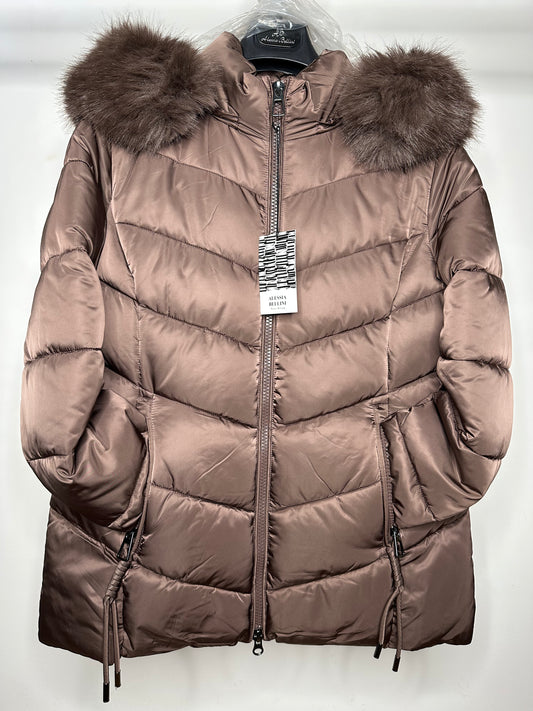 Giubbotto con Cappuccio, Alessia Bellini - Marrone/Nero