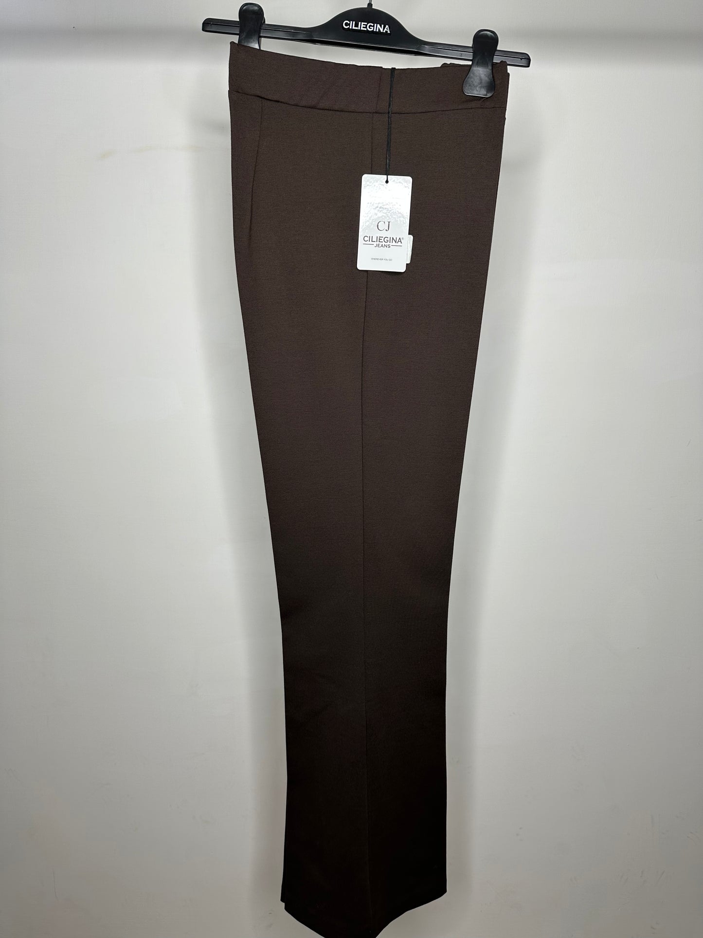 Pantaloni Elasticizzati a Zampa, Ciliegina - Marrone/Nero