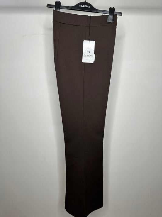 Pantaloni Elasticizzati a Zampa, Ciliegina - Marrone/Nero