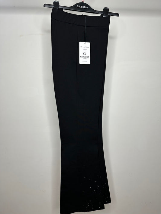 Pantaloni Elasticizzati a Zampa, Ciliegina - Nero