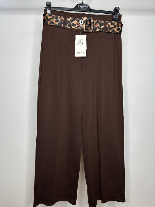 Pantaloni a Palazzo Elasticizzati, Lady Chic - Marrone/Nero