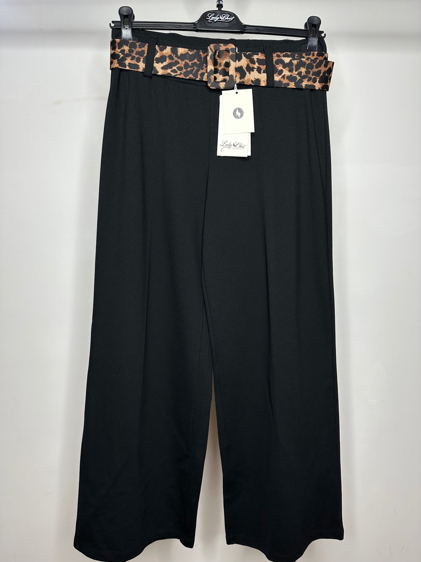 Pantaloni a Palazzo Elasticizzati, Lady Chic - Marrone/Nero