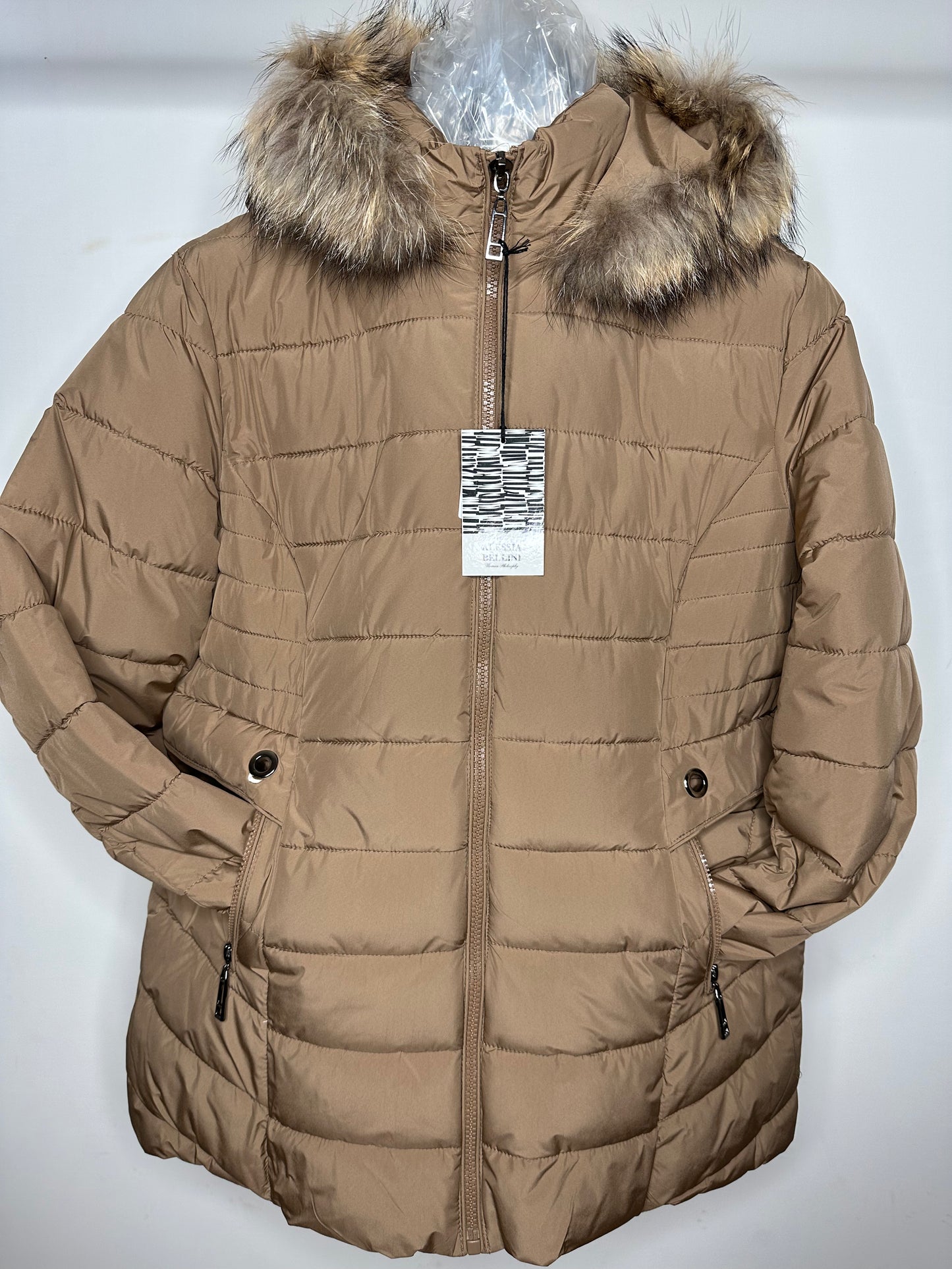 Giubbotto con Cappuccio, Alessia Bellini - Sabbia/Nero