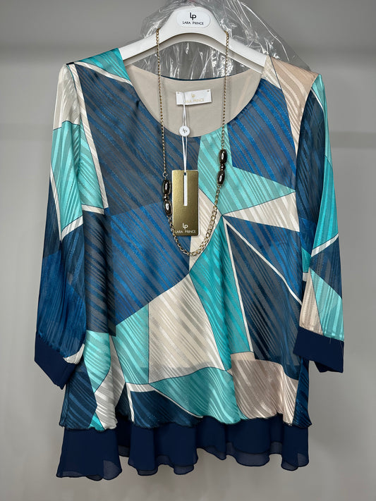 Casacca Fantasia con Collana, Lara Prince - Blu