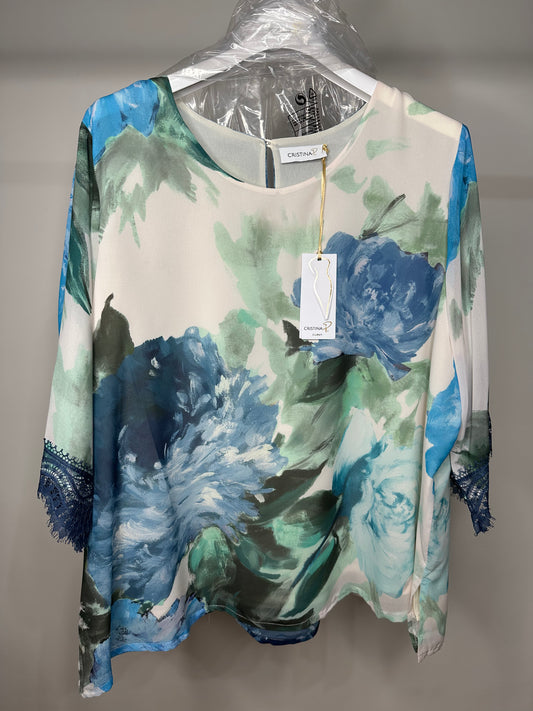 Casacca con Merletto su Maniche, Cristina P. - Blu