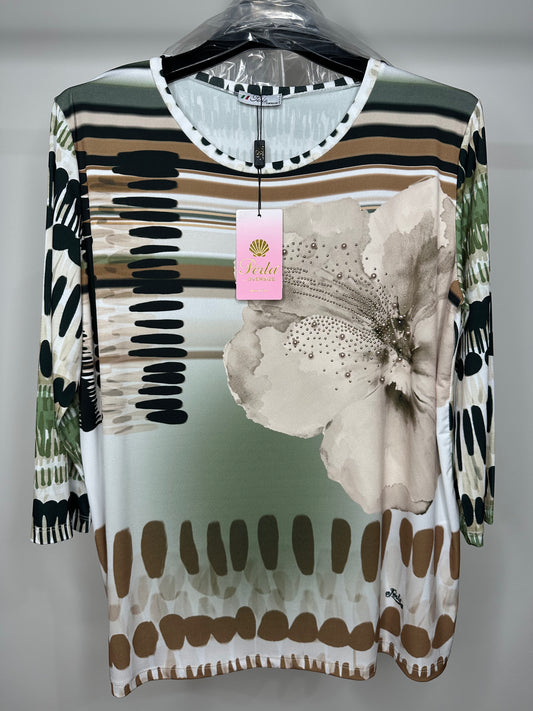 Maglia Fantasia, Perla - Beige/Blu