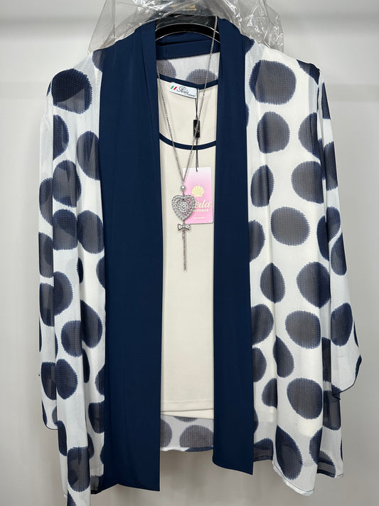 Twinset a Pois con Collana, Perla - Blu