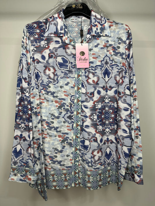 Camicia Fantasia, Perla - Blu