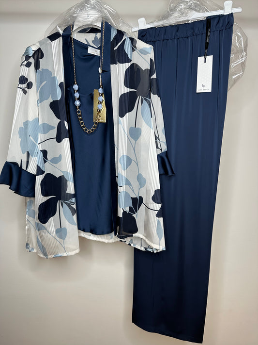 Completo con Casacca in Georgette, Lara Prince - Blu