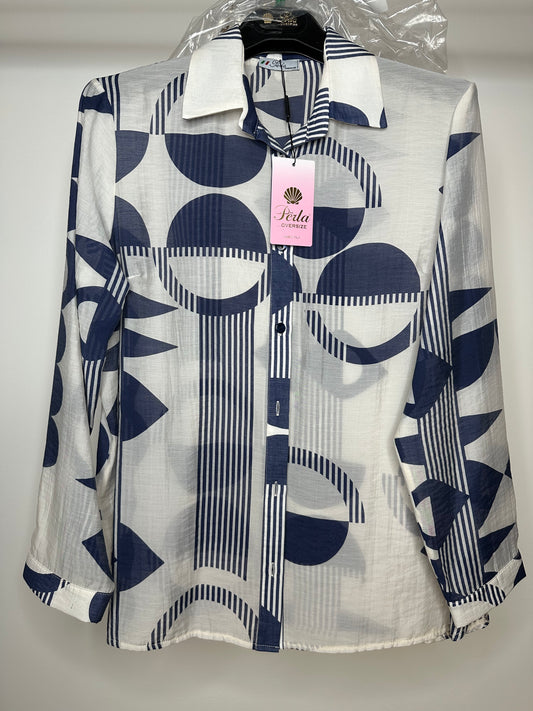 Camicia Fantasia, Perla - Blu