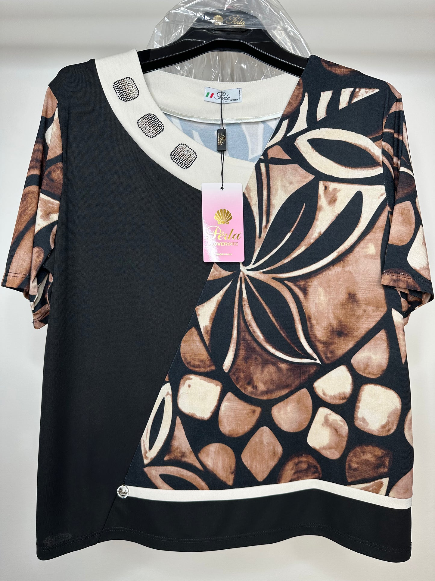 Maglia Fantasia, Perla - Nero
