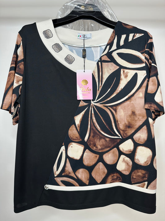 Maglia Fantasia, Perla - Nero