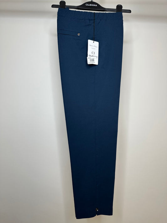 Pantaloni con Bottone alla Caviglia, Ciliegina - Blu