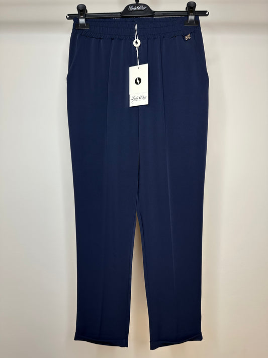 Pantaloni con Elastico in Vita, Lady Chic - Blu/Nero