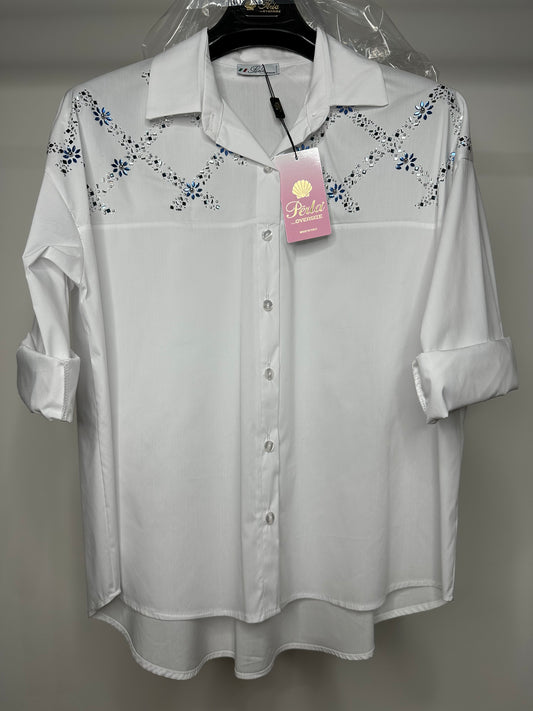 Camicia con Brillantini - Bianco