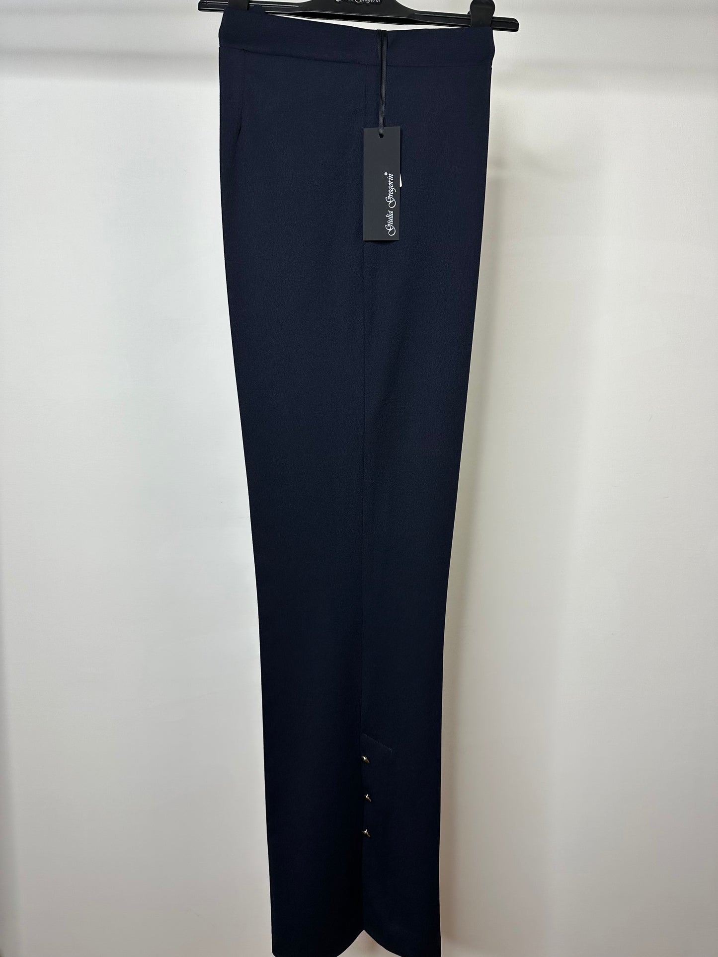 Pantaloni a Zampa con Bottoni alla Caviglia, Giulia Gregori - Cobalto/Nero/Beige/Blu