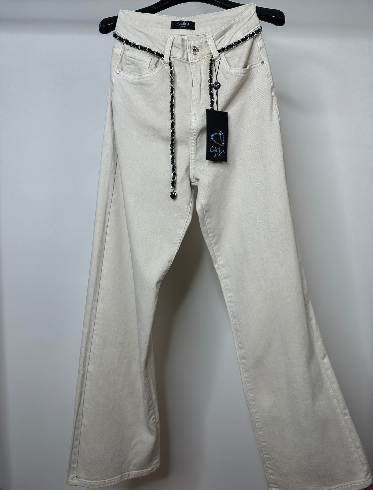 Jeans a Zampa Elastici, Chika - Beige/Tabacco