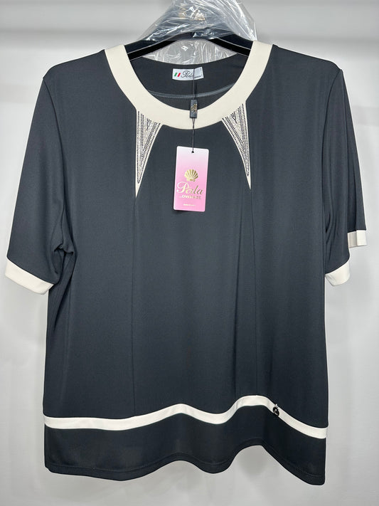 Maglia Calibrata con Brillantini - Nero