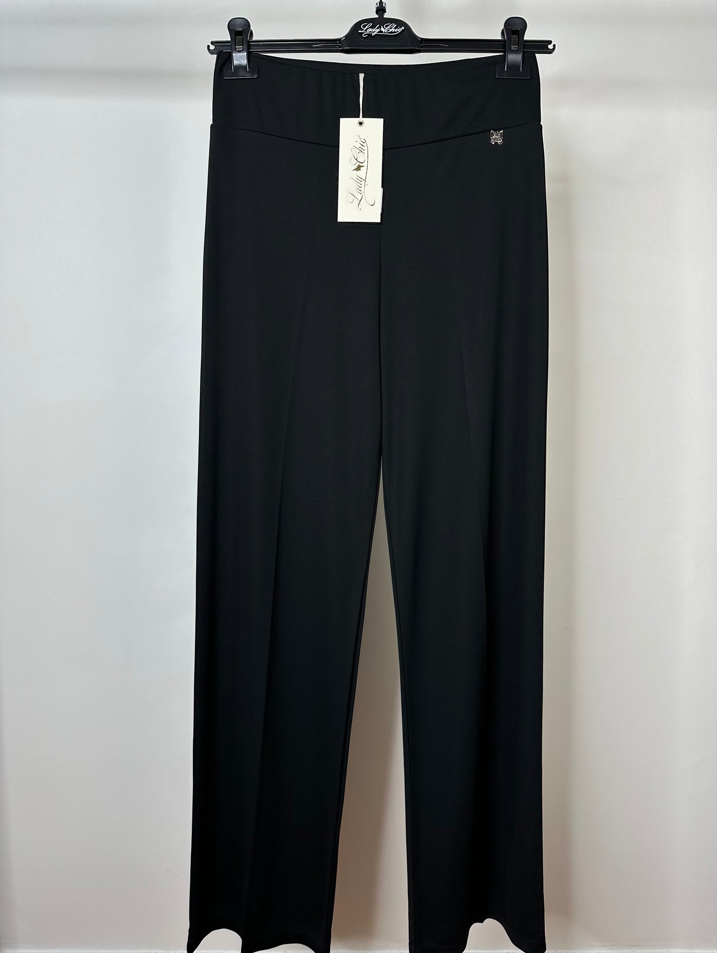 Pantaloni Elastici di Viscosa a Palazzo, Lady Chic - Nero/Cobalto