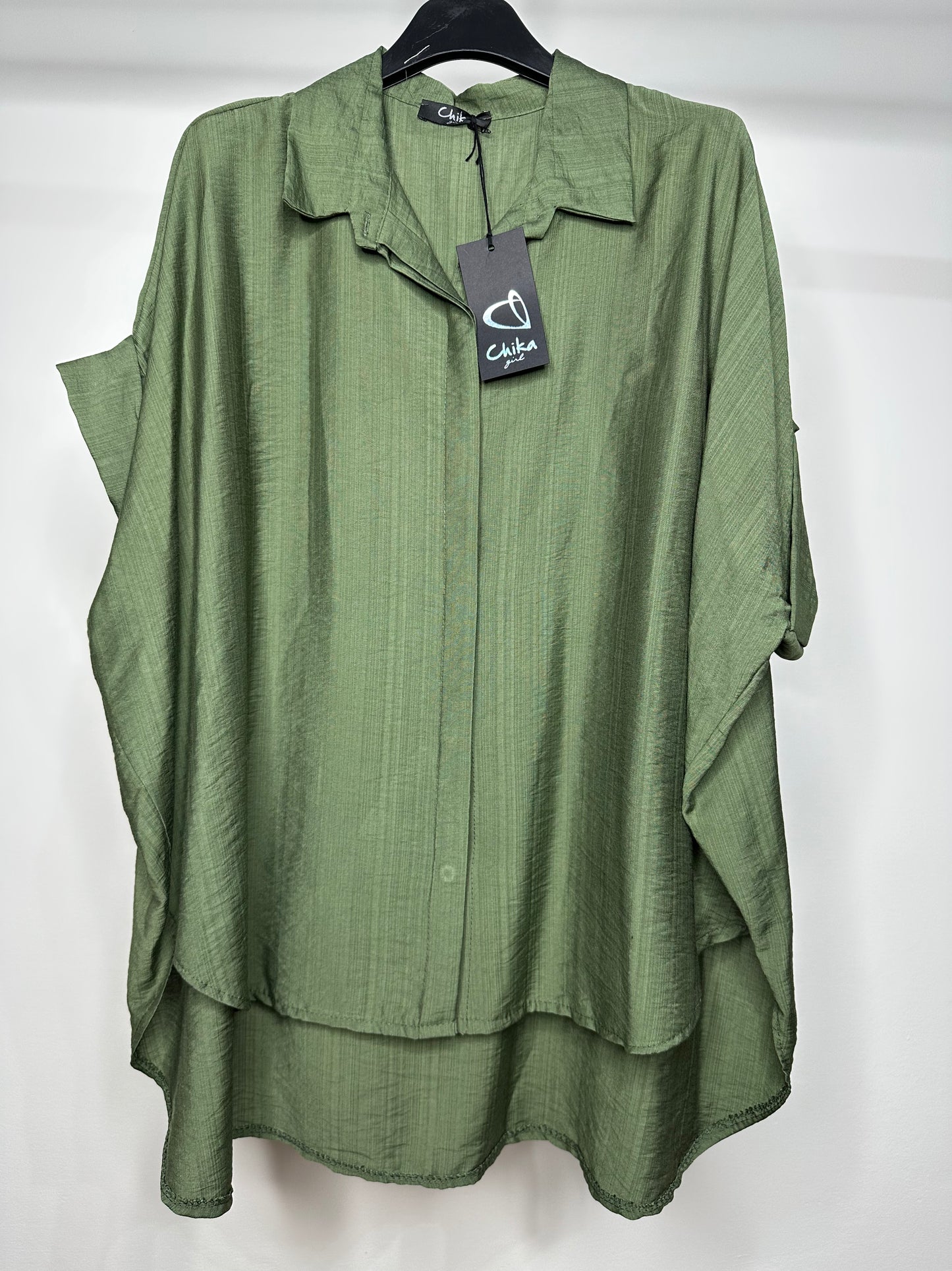 Camicia di Lino Mezza Manica - Verde/Nero