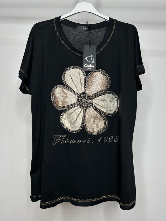 Maglia Fiore - Nero/Oro/Panna