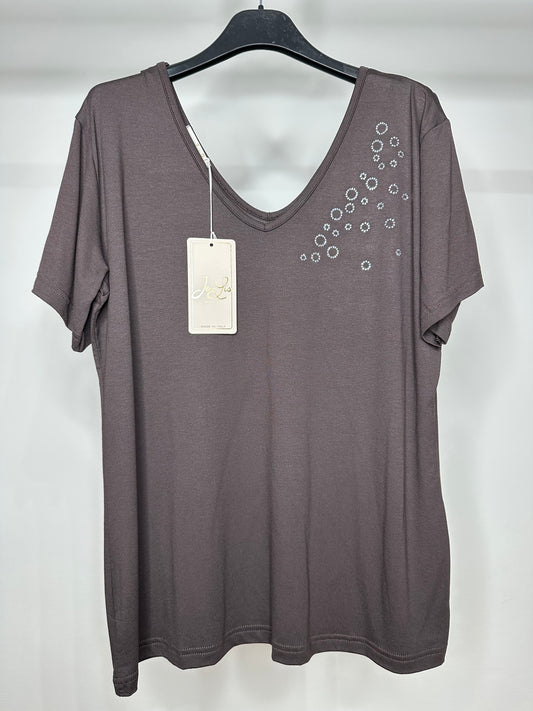 Maglia con Brillantini - Marrone/Nero