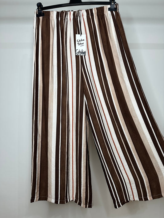 Pantaloni a Righe - Marrone