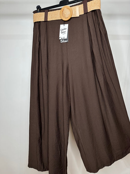 Pantaloni con Cintura - Marrone/Blu/Beige