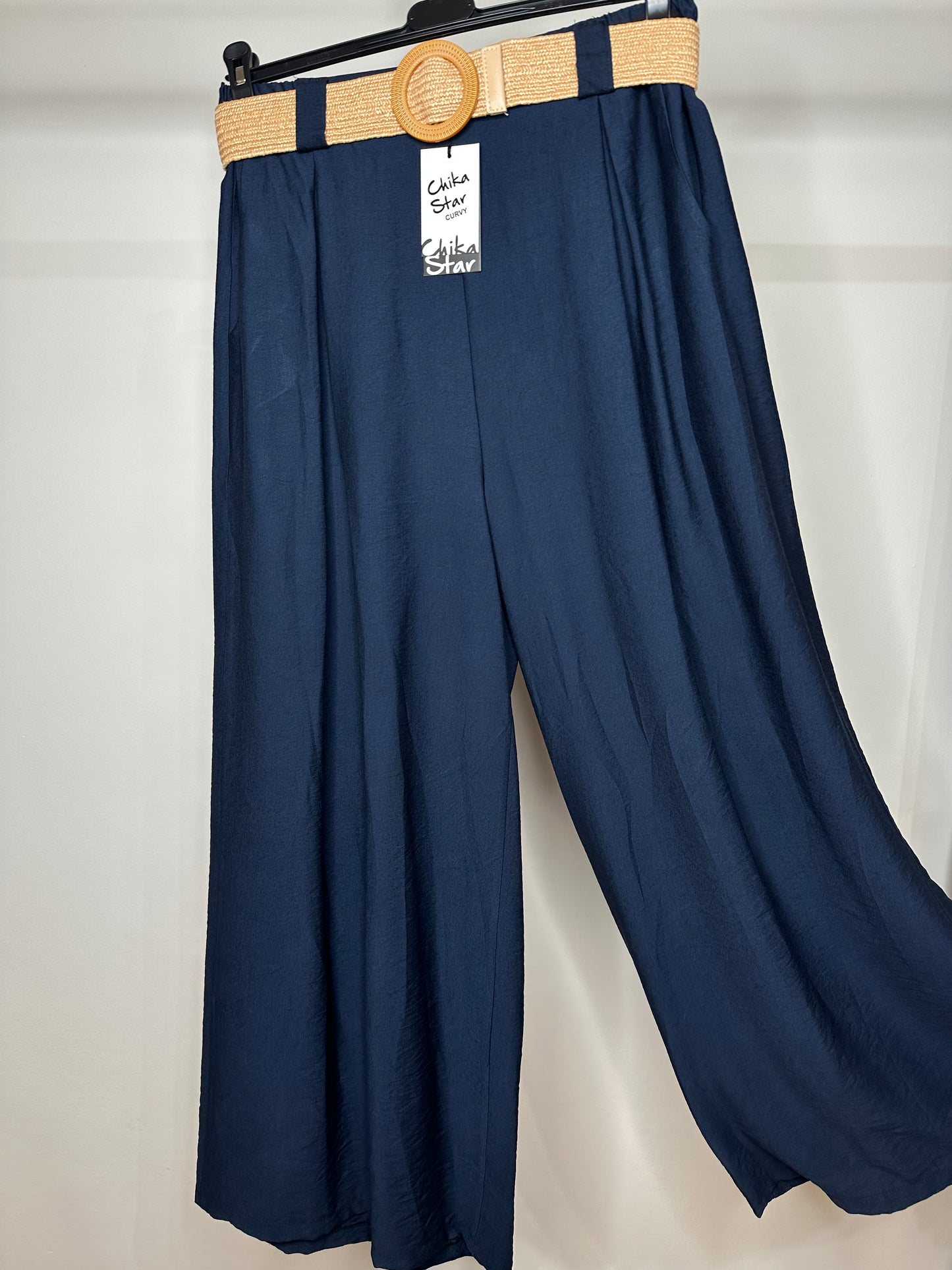 Pantaloni con Cintura - Marrone/Blu/Beige