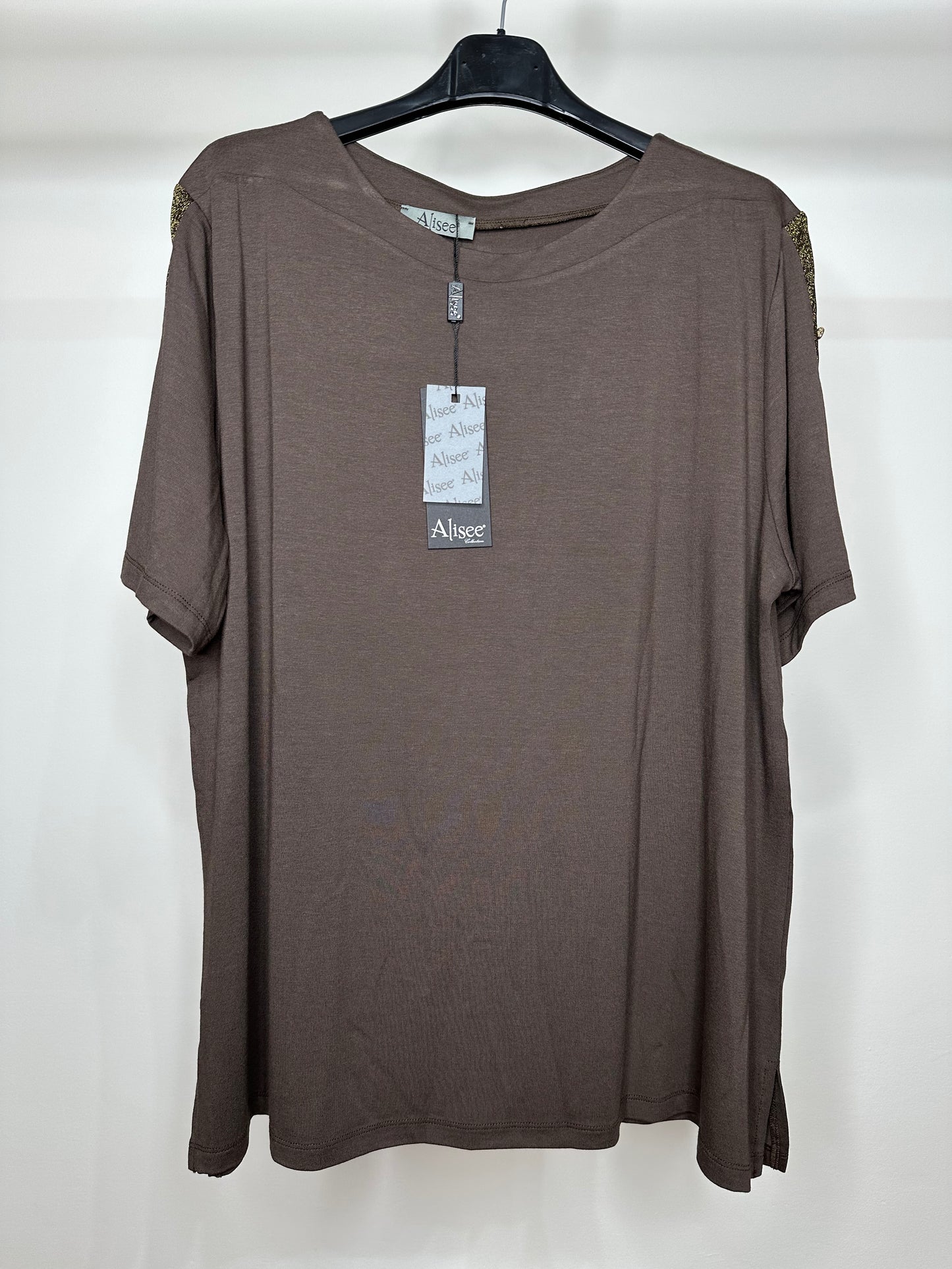 Maglia con Bottoni su Maniche - Marrone/Nero